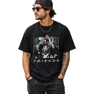 Friends Horror Parody Graphic Tee Black Short Sleeve Shirt